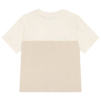 Boys Ivory & Beige Cotton T-Shirt