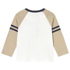 Younger Boys Ivory & Beige Teddy Bear Long Sleeve Top, 2, hi-res