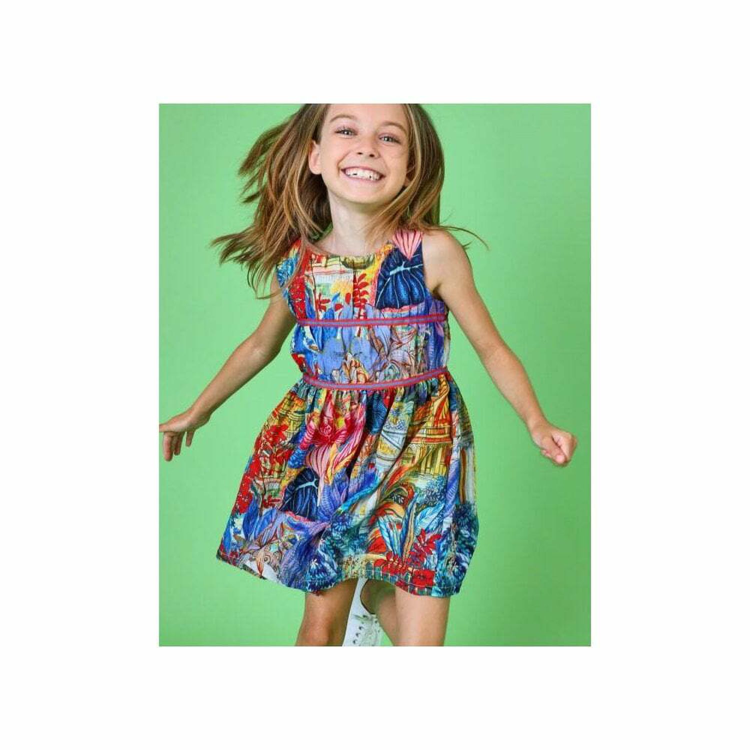 Girls Multi Coloured Printed Dress, 1, hi-res image number null