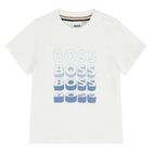 Younger Boys White Logo T-Shirt, 1, hi-res