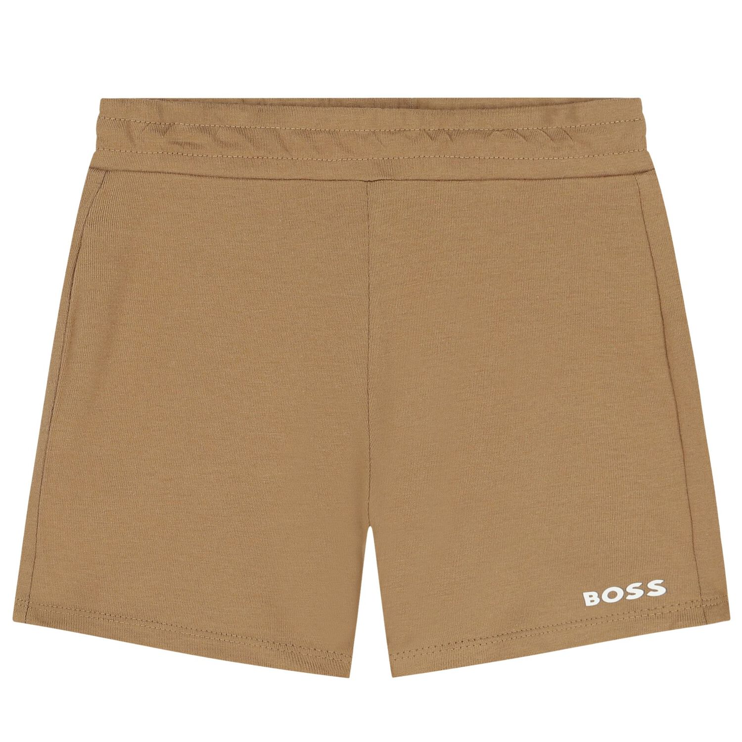 Younger Boys White & Beige Logo Shorts Set, 1, hi-res