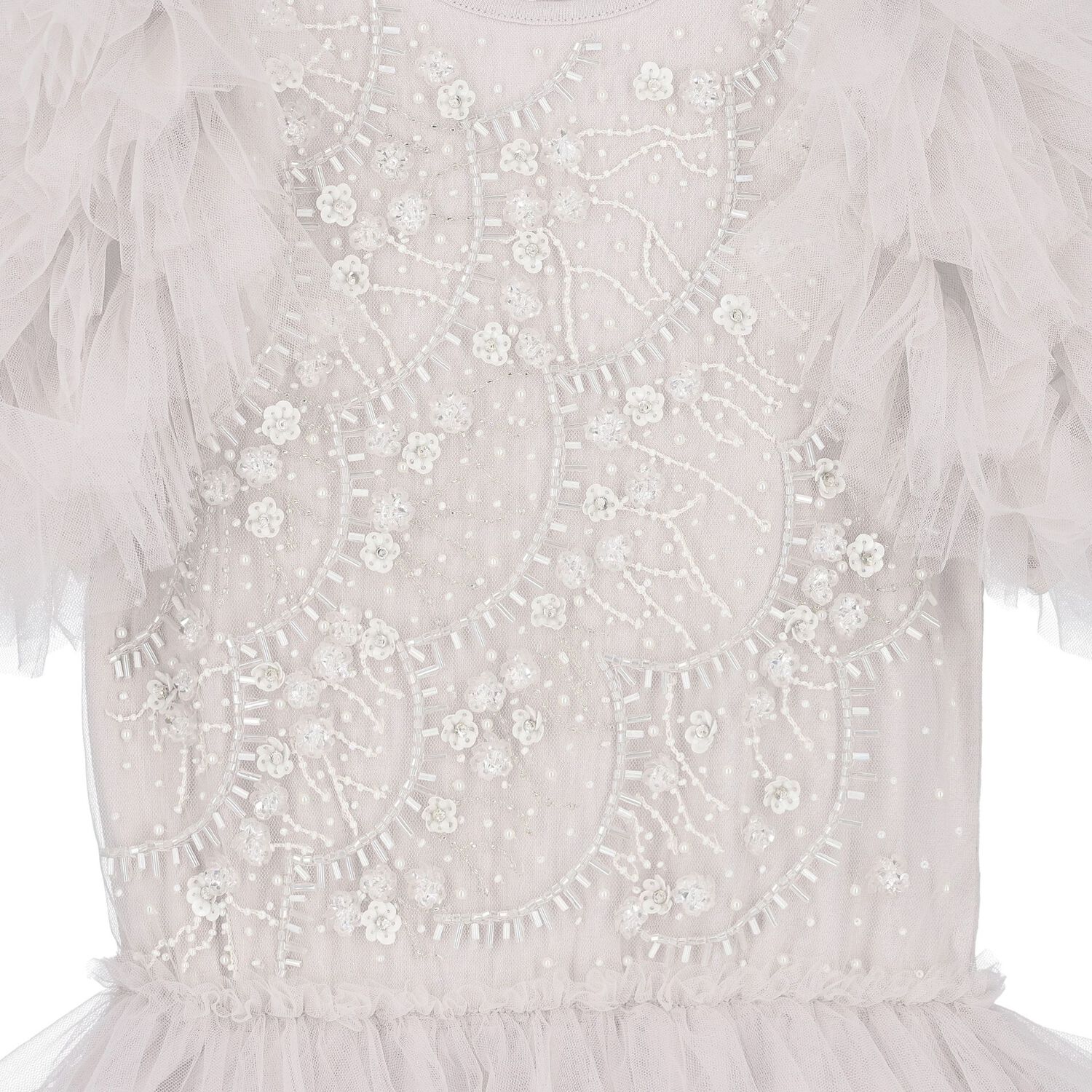 فستان تول بنات متعدد الطبقات باللون الرمادي, 1, hi-res image number null