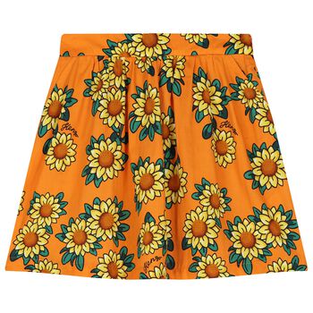 Girls Orange Sunflower Skirt