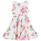 Girls White Floral Dress, 3, hi-res
