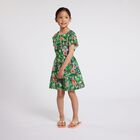 Girls Green Floral Dress, 1, hi-res