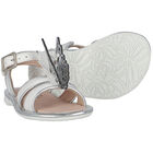 Girls White & Silver Butterfly Sandals, 1, hi-res