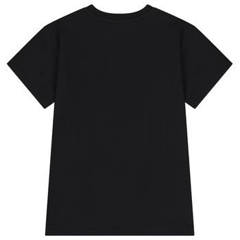 فستان للبنات بالشعار بتصميم الدب تيدي  باللون الاسود 