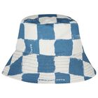 Boys Blue Check & Beige Reversible Hat, 1, hi-res