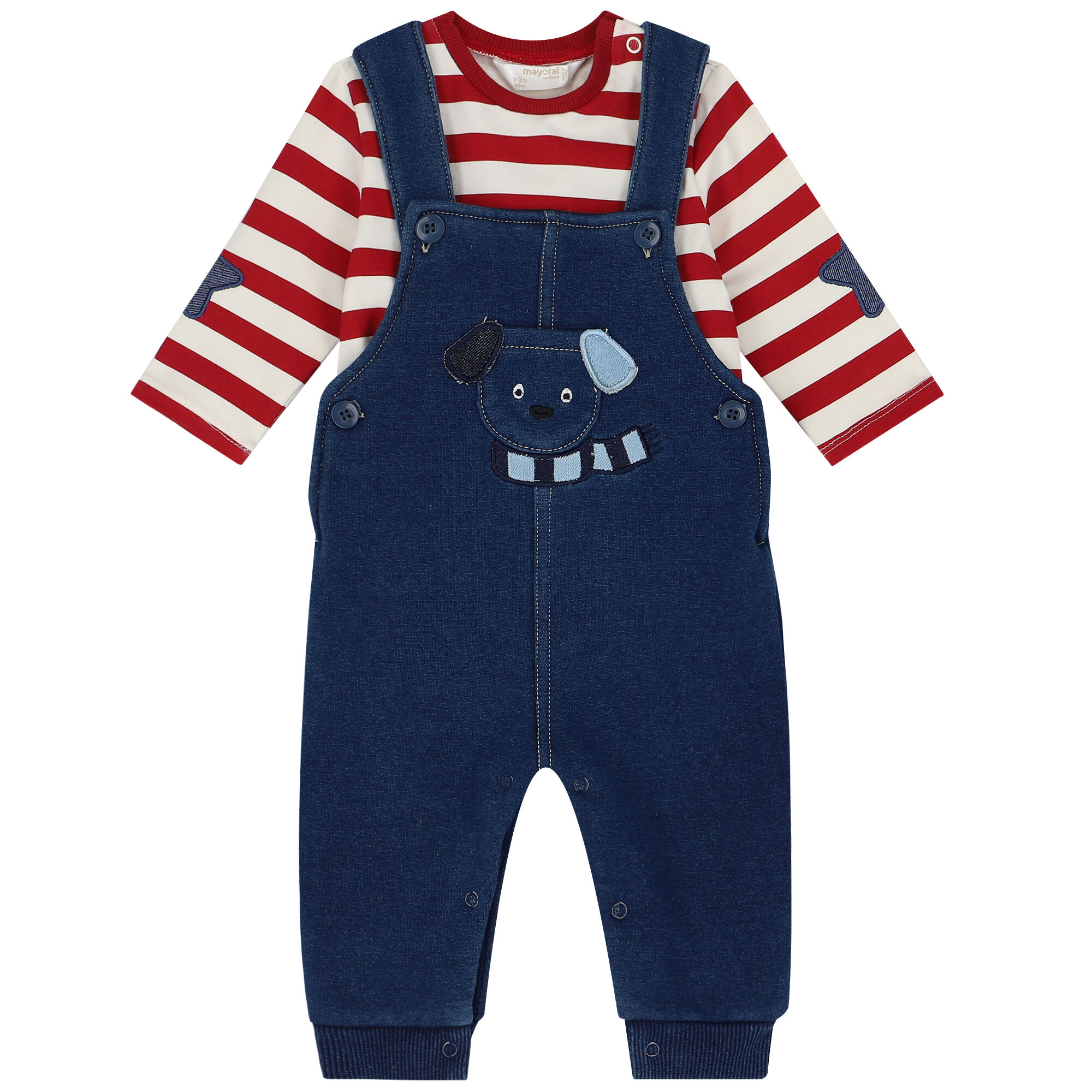Mayoral Baby Boys Ivory Red Blue Dungaree Set Junior Couture UAE