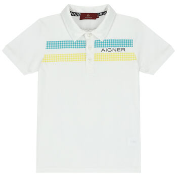Boys White Logo Polo Shirt