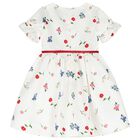 Girls Ivory Floral Dress, 1, hi-res