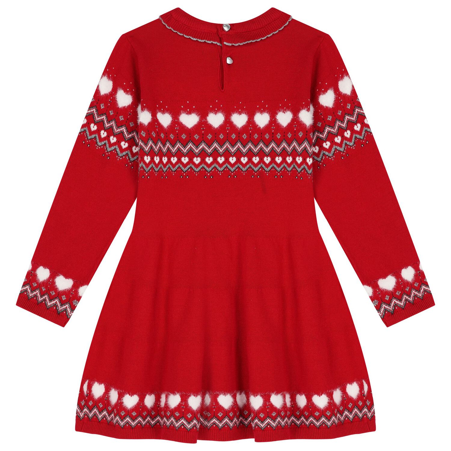 Girls Red Long Sleeve Dress, 1, hi-res