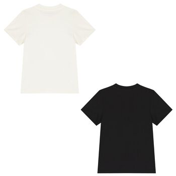 Boys White & Black Cotton T-Shirts ( 2-Pack )