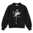 Girls Mini Me Black Flamingo Logo Sweatshirt, 1, hi-res