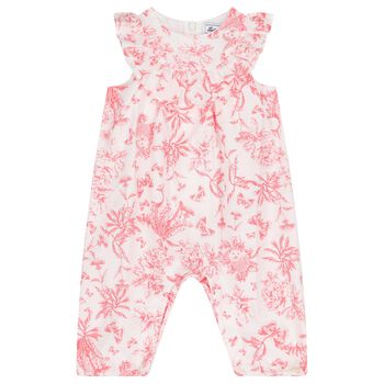 Baby Girls White & Red Floral Romper