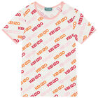 تيشيرت بالشعار باللون الأبيض للبنات, 1, hi-res