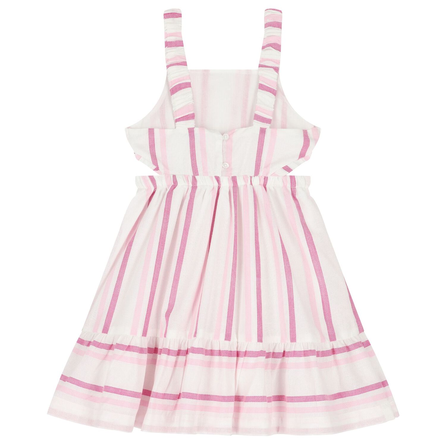 Girls White & Pink Striped Dress, 3, hi-res image number null