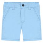 Younger Boys Blue Cotton Shorts, 1, hi-res