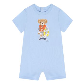 Baby Boys Blue Polo Bear Romper