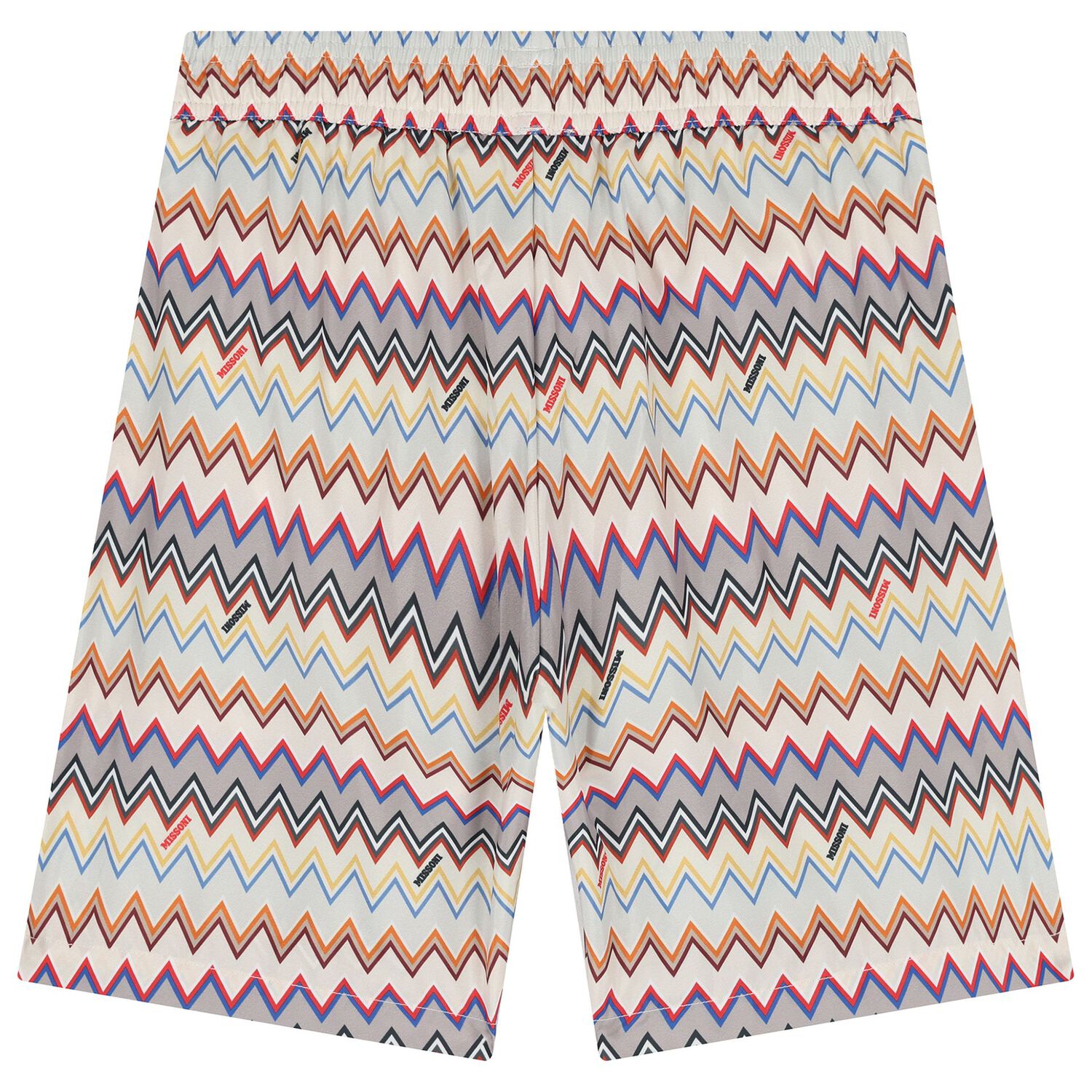 Boys Beige Zigzag Swim Shorts, 1, hi-res