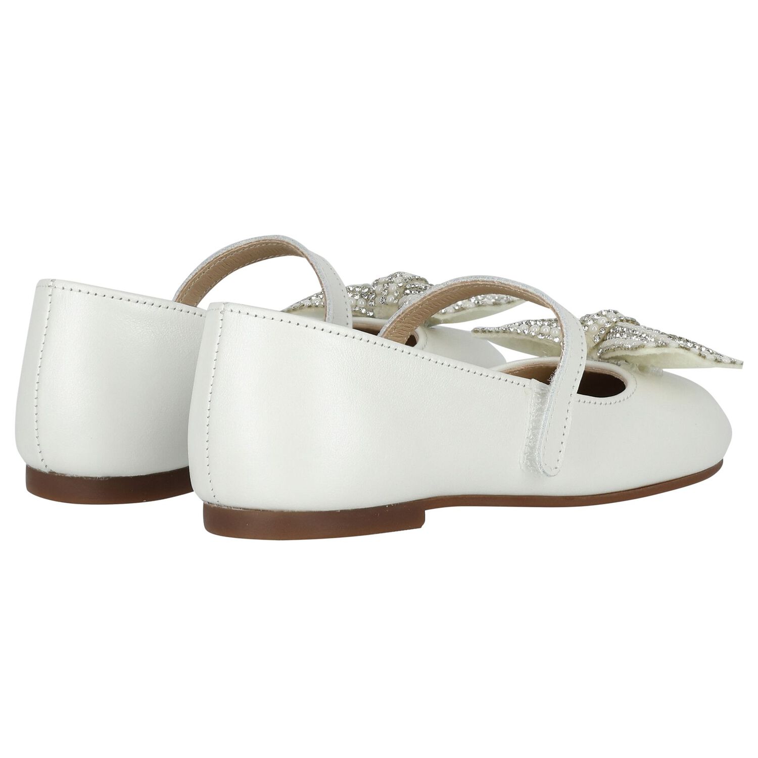 Girls Ivory Ballerina Diamante Shoes, 1, hi-res image number null