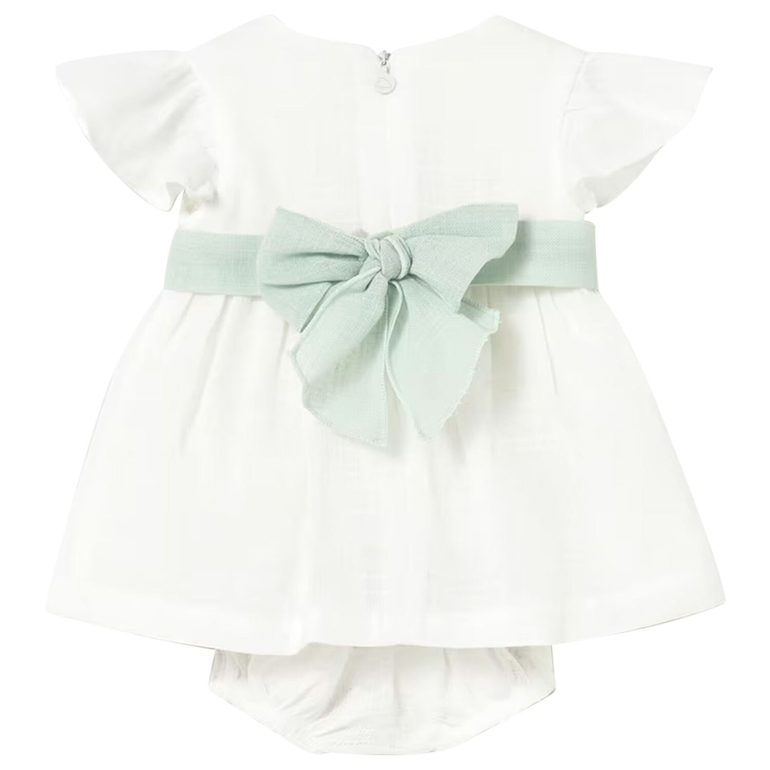 Baby Girls Ivory & Green Flower Dress Set, 1, hi-res