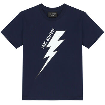 Boys Navy Thunderbolt Logo T-Shirt