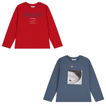 Boys Blue & Red Long Sleeve Top ( 2 Pack )