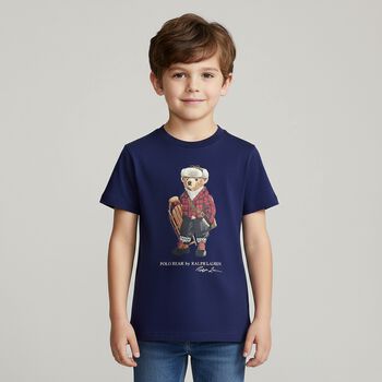 Boys Blue Polo Bear T-Shirt