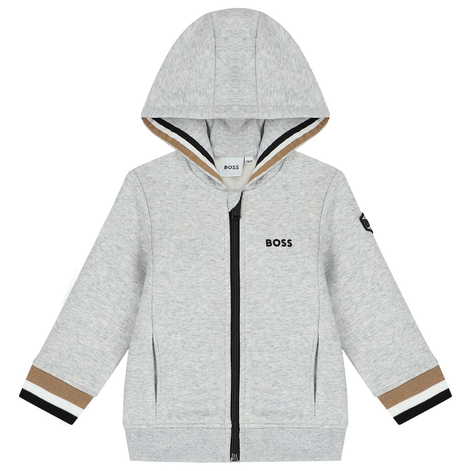 بدلة رياضية أولاد بالشعار باللون الرمادى, 1, hi-res