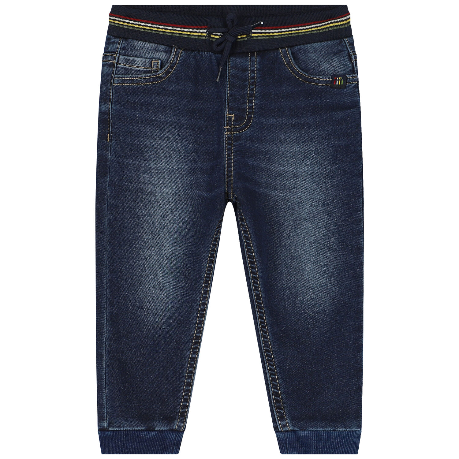 Younger Boys Navy Blue Denim Joggers, 1, hi-res image number null