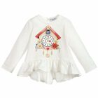 Younger Girls White Clock Top, 1, hi-res