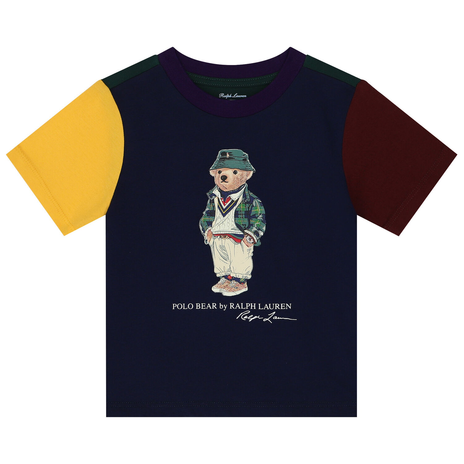 تيشيرت أولاد صغار بطبعة الدب باللون الكحلى, 1, hi-res