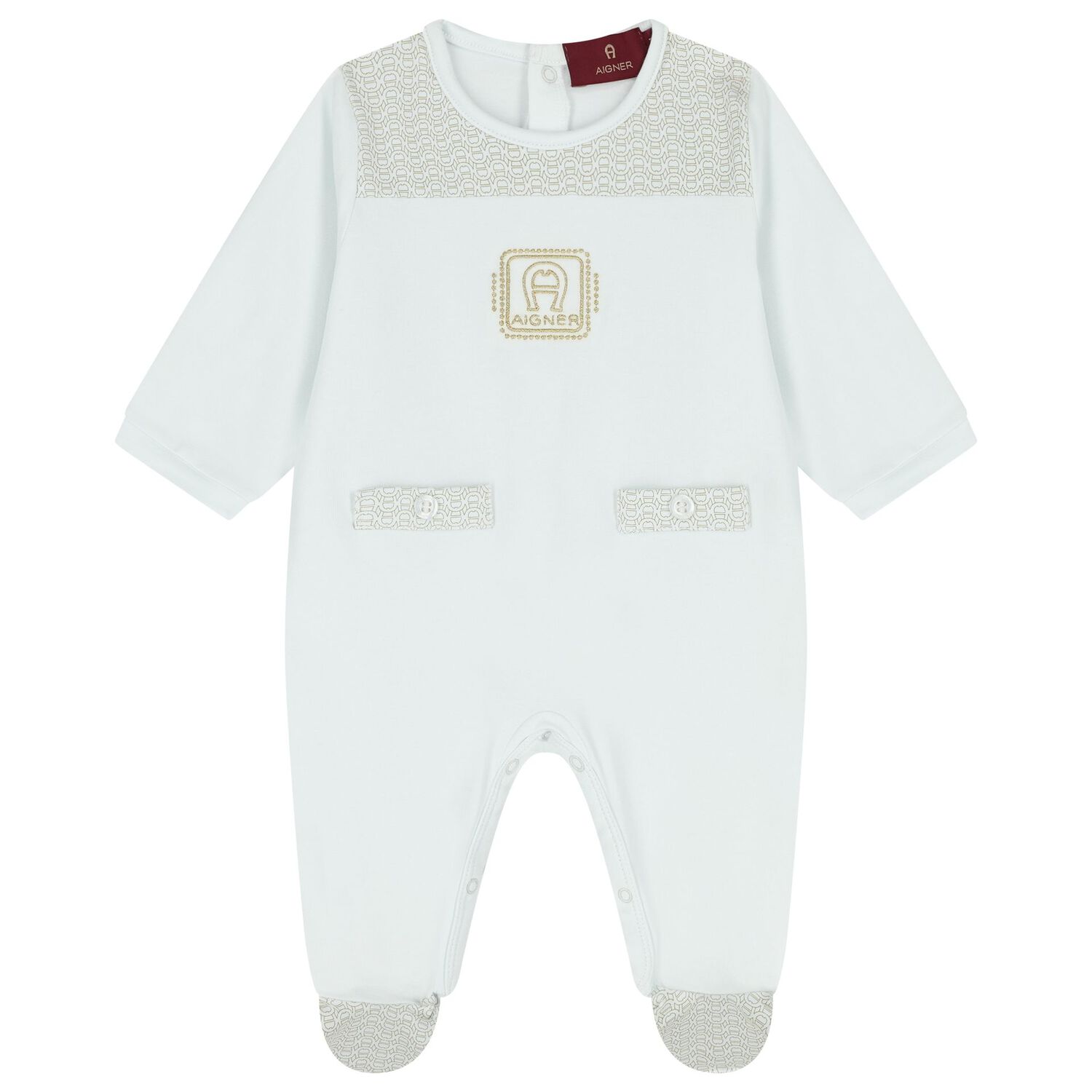 Baby Boys Blue & Gold Logo Babygrow Gift Set , 2, hi-res