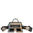 حقيبة يد للبنات بشعار باللونين البيج والأسود, 1, hi-res