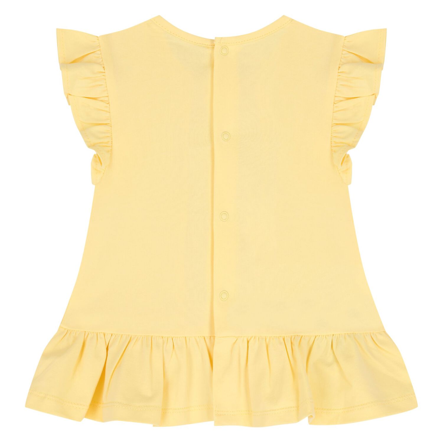 طقم من الشورت للبنات الصغيرات مزين بالزهور باللون  الاصفر والوردي  (2 قطعه), 1, hi-res