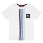 Younger Boys White & Blue Logo Shorts Set, 1, hi-res