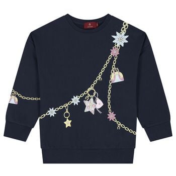 Girls Navy Blue Chain Sweatshirt