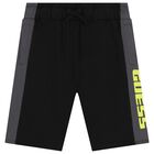 Boys Black & Grey Logo Shorts, 1, hi-res