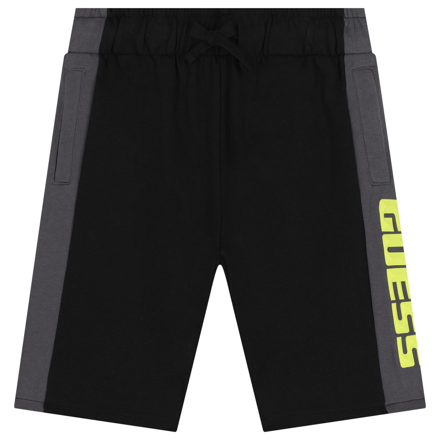 Boys Black & Grey Logo Shorts, 1, hi-res