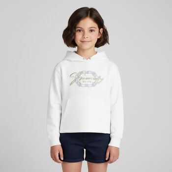 توب بنات هودى بالشعار باللون العاجى 