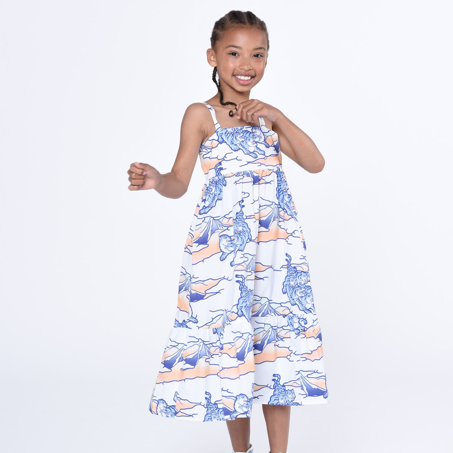 فستان قطن بوبلين بالشعار باللون الابيض, 1, hi-res