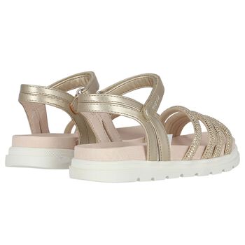 Girls Ivory & Gold Sandals
