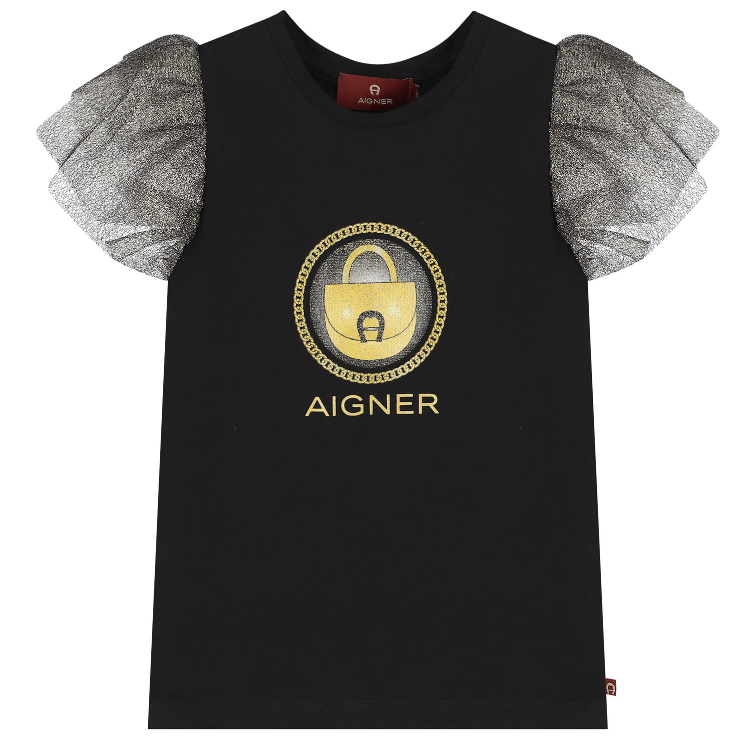 Girls Black & Gold Logo Tulle Skirt Set, 1, hi-res image number null