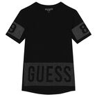 Girls Black Embellished Logo T-Shirt, 1, hi-res