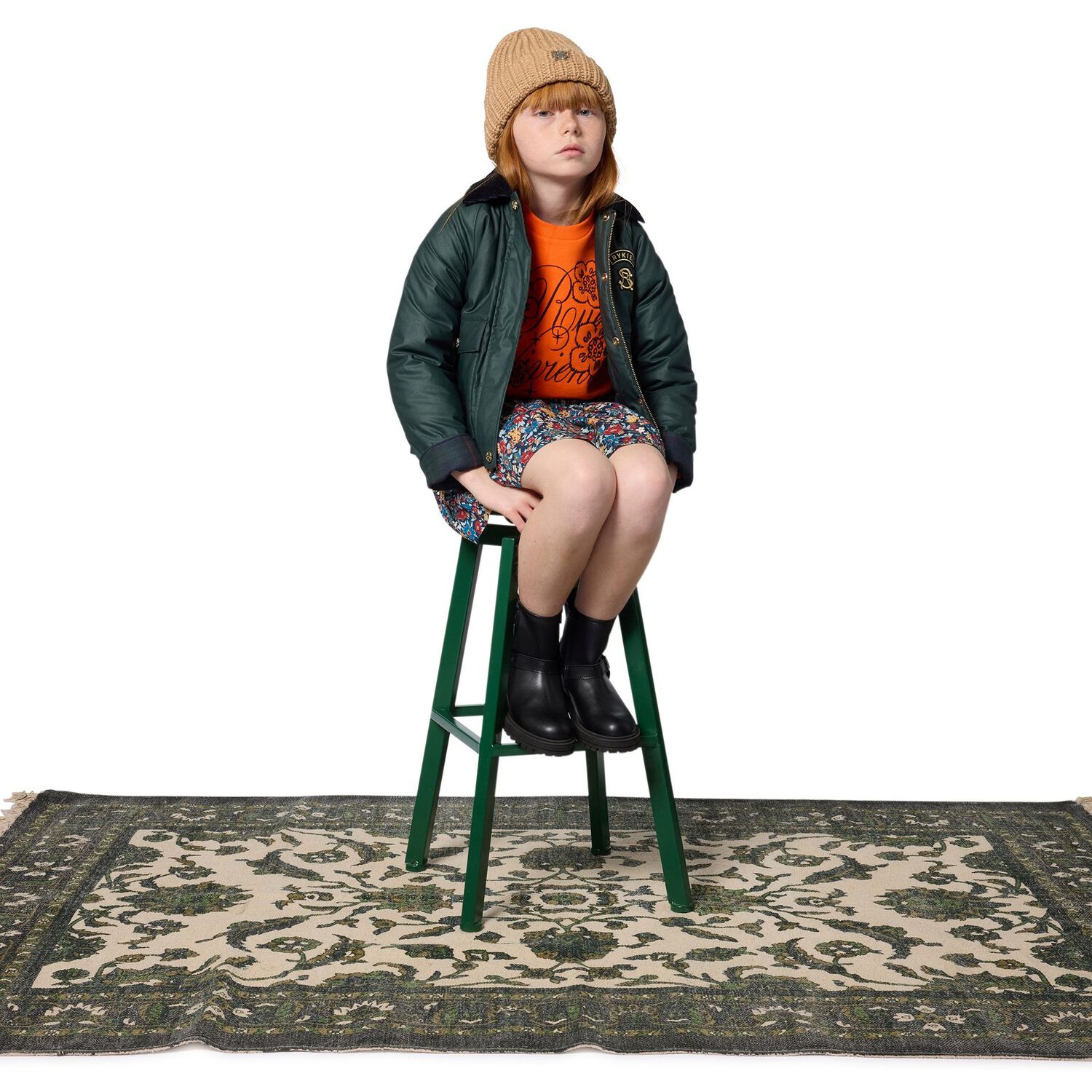 Girls Black Logo Leather Boots, 1, hi-res