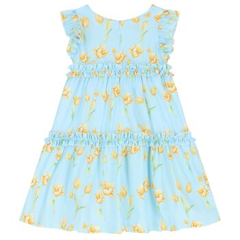 Girls Blue & Yellow Floral Dress