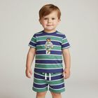 Baby Boys Blue & Green Polo Bear Shorts Set, 1, hi-res