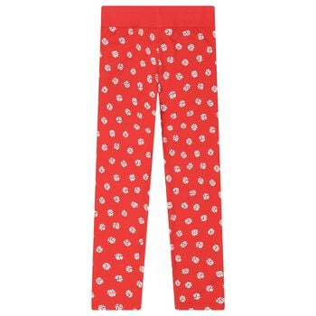 Girls Red Floral Leggings
