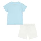 Younger Blue & White Teddy Bear Shorts Set, 1, hi-res